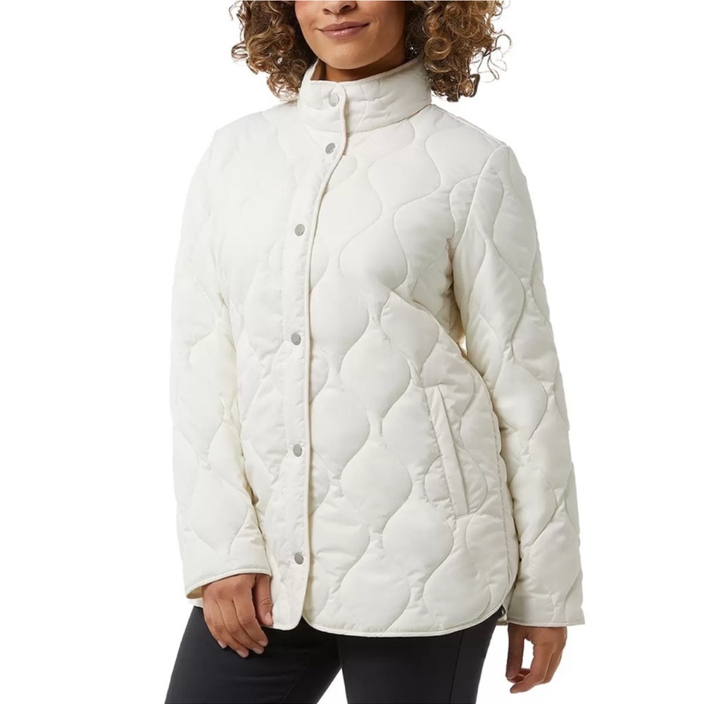 NEW 32 Degrees Women’s Quilted Puffer Mock Neck White Athleisure Jacket, Size L